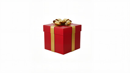 Obraz premium Festive gift box with a gold ribbon on a white background for holiday celebrations.