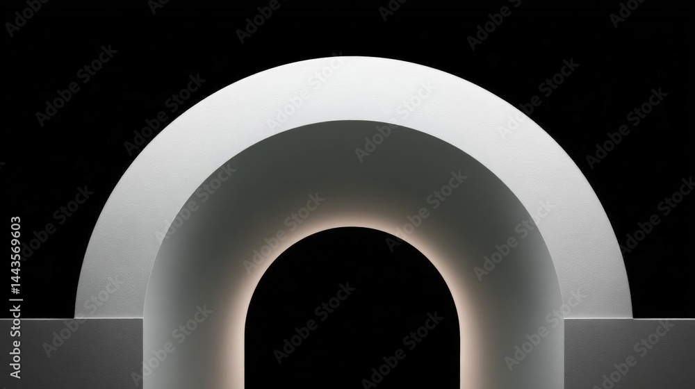 Poster 3d rendering of an archway. the archway is made of a white material and has a smooth, curved shape. 