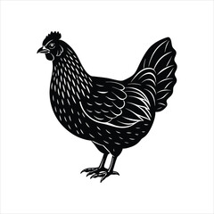  Standing Chicken Silhouette Icon Design