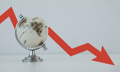 economic sanctions and tariff increases, red arrows, symbolizing global financial challenges and instability