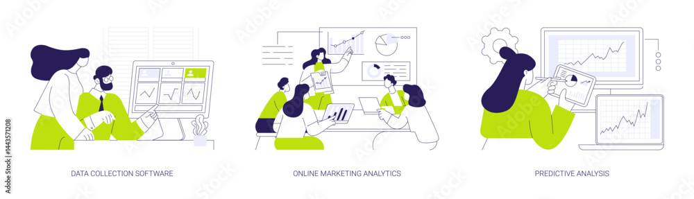 Poster use of big data abstract concept vector illustrations.