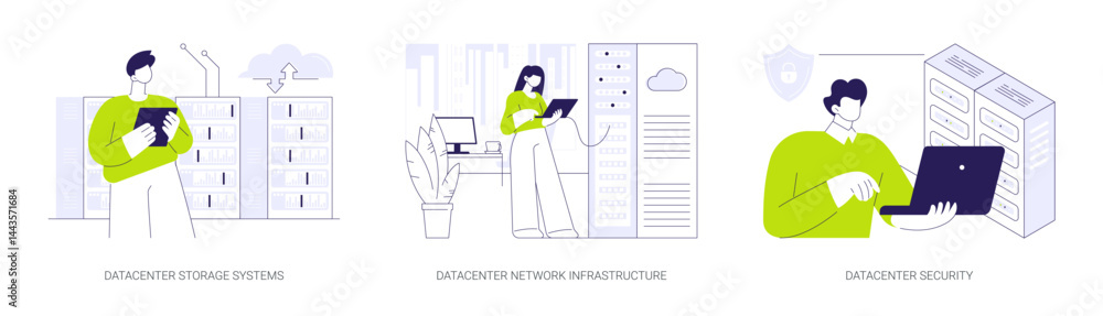 Aufkleber datacenter core components abstract concept vector illustrations.