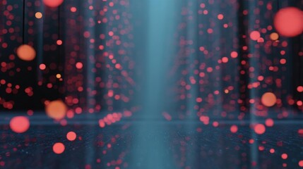 Abstract background with a dark blue and red color scheme. the background is filled with small red dots that are scattered across the image, creating a bokeh effect.