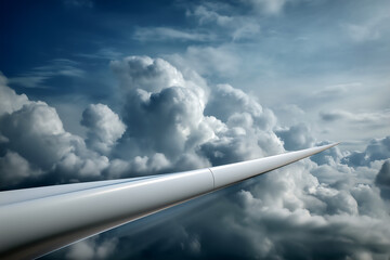 sleek white wind turbine blade cutting through the sky