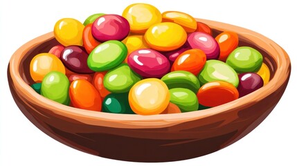 Colorful round candies in a bowl