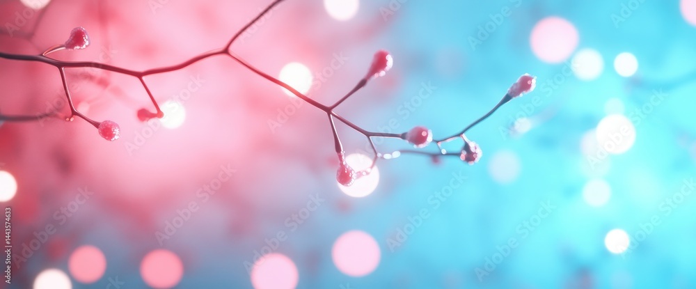 Aufkleber branch with buds on dreamy bokeh background macro shot