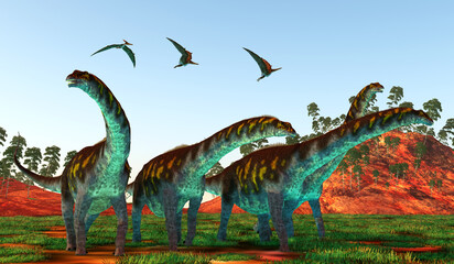 Argentinosaurus Afternoon - Argentinosaurus was a herbivorous sauropod dinosaur that lived in Argentina during the Cretaceous Period. © Catmando