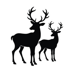 Fototapeta premium black silhouettes of wild deers