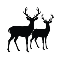 Fototapeta premium black silhouettes of wild deers