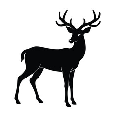 Fototapeta premium black silhouettes of wild deers