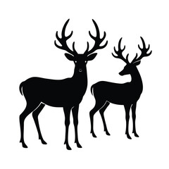 Obraz premium black silhouettes of wild deers vector minimal