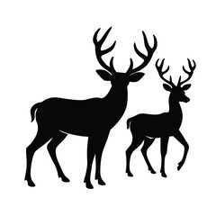 Fototapeta premium black silhouettes of wild deers
