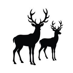 Obraz premium Black Silhouettes of Wild Deers 7