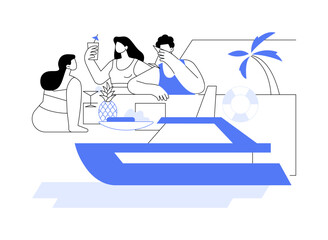 Lunch at the boat isolated cartoon vector illustrations.