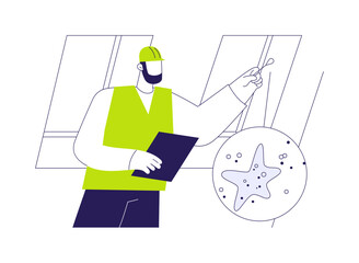 Mold inspection abstract concept vector illustration.