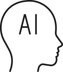 Linear silhouette of a human profile with text 