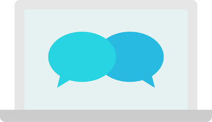 Laptop with speech bubbles dialog icon. Vector illustration. Laptop with speech bubbles icon on the screen.