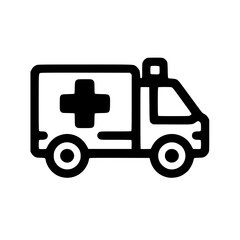 Fototapeta premium Ambulance Icon – Minimal Black Clipart Symbol Isolated on White for Emergency and Medical Use
