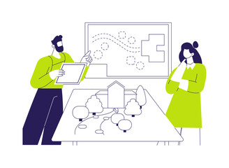 Landscape design project abstract concept vector illustration.