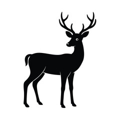 Fototapeta premium black silhouettes of wild deers vector icon simple