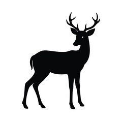 Obraz premium Black Deer Silhouettes Set - Vector Wildlife Icons