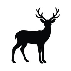 Obraz premium black silhouettes of wild deers vector icon simple