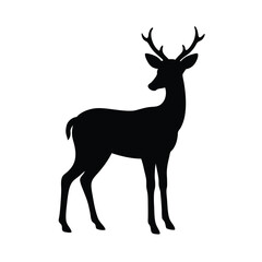 Fototapeta premium black wild deer silhouette vector classic and simple