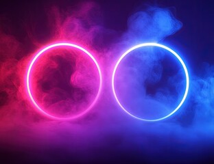 Neon rings in smoke