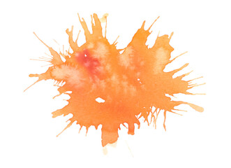 Watercolor blot, orange spot, done in watercolor