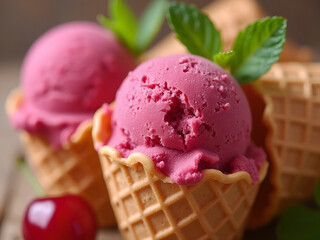 Delicious Ice Cream Dessert – Sweet Frozen Treat in Cone or Bowl
