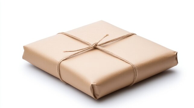 Brown paper package tied with string shipping delivery