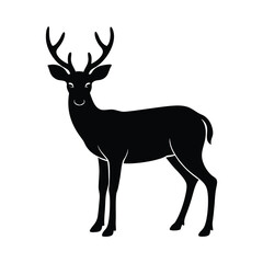 Wild Deer Silhouette Vector in Black Clean and Refined
