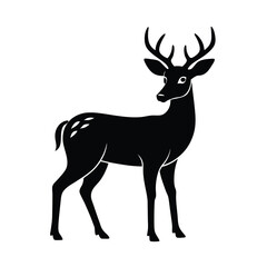 Obraz premium Stylized Black Silhouettes of Wild Deers Vector Clean