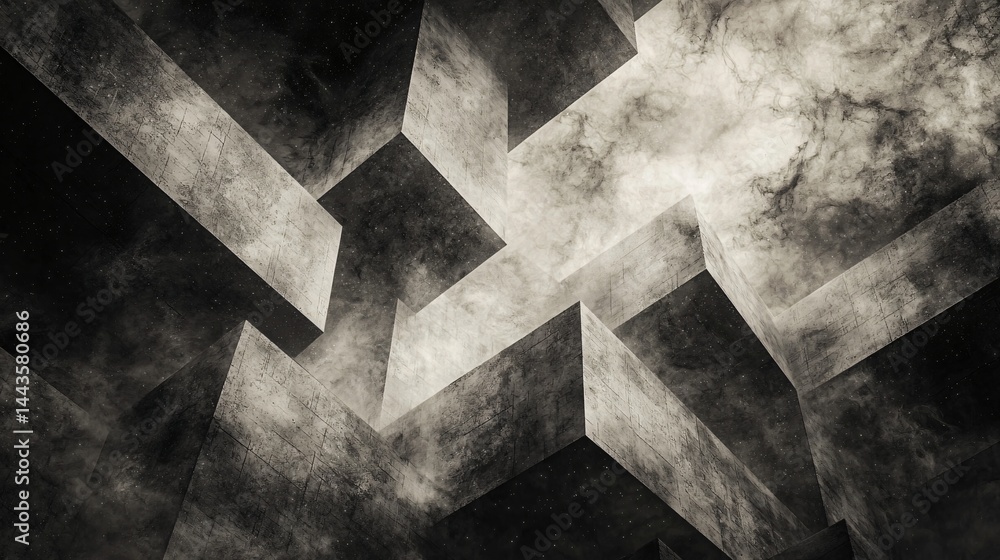Poster elegant black and white abstract background showcasing moody shadow play with dynamic textures and a