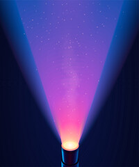 Vector purple spotlight with wide angle light ray from bottom to top