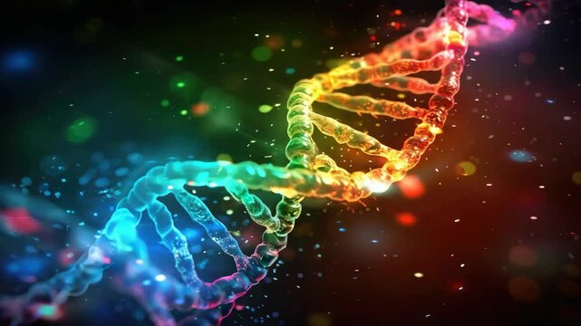 Colorful DNA strand illustration showcasing genetic science and molecular biology.