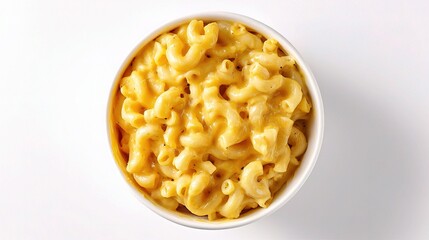 Creamy Macaroni and Cheese in White Bowl on White Background