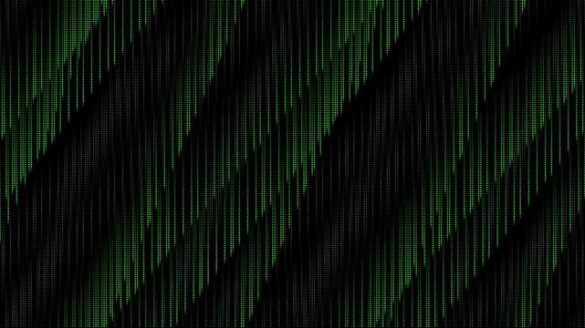 Green matrix abstract dots raining binary code without symbols and characters. Black background. Abstract halftone loop animation