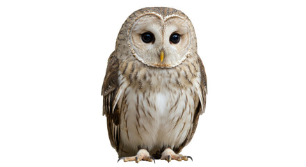 Fototapeta premium Isolated Tawny Owl Bird Portrait Close Up