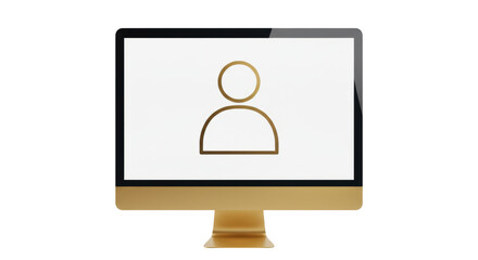 Isolated Desktop Computer with Person Icon on Screen