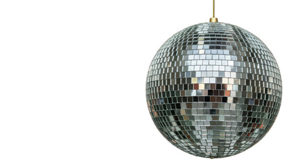 Isolated Disco Ball Reflective Silver Glitter Ball