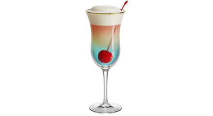 Isolated Colorful Cocktail with Cherry Garnish