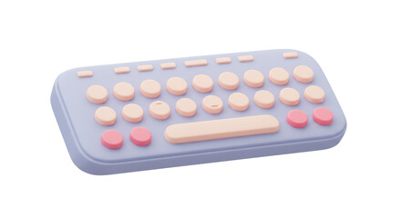 Isolated Pastel Keyboard with Round Keys for Digital Input
