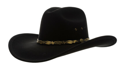 Isolated Black Cowboy Hat with Decorative Band