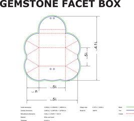 Technical Drawing Of A Gemstone Facet Box Design With Dimensions