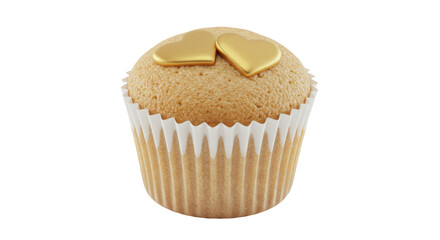 Isolated Golden Heart Cupcake Sweet Romantic Treat