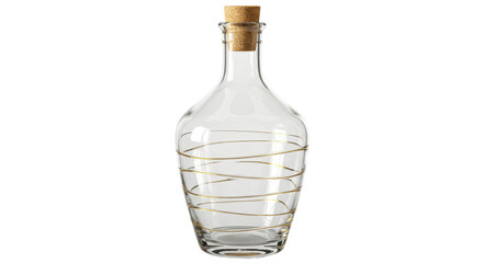Isolated Glass Bottle with Cork and Gold Wire