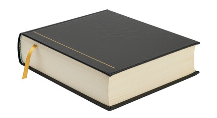 Isolated Black Hardcover Book with Gold Bookmark