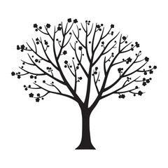 Fototapeta premium Tree Silhouette. Decorative flowering tree silhouette vector with spring blossoms design
