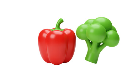 Isolated Red Pepper and Broccoli